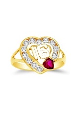 lovely yellow gold cubic zirconia 16 years baby ring